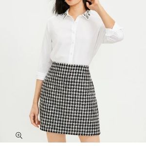 Loft Shimmer Houndstooth Shift Skirt